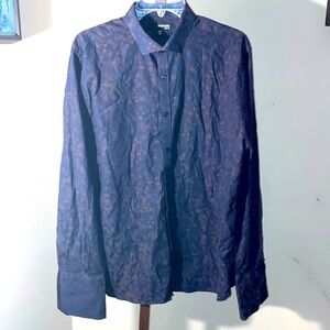 Murano | Men’s Blue/Brown Long Sleeve Button-Down Shirt - Size XLARGE